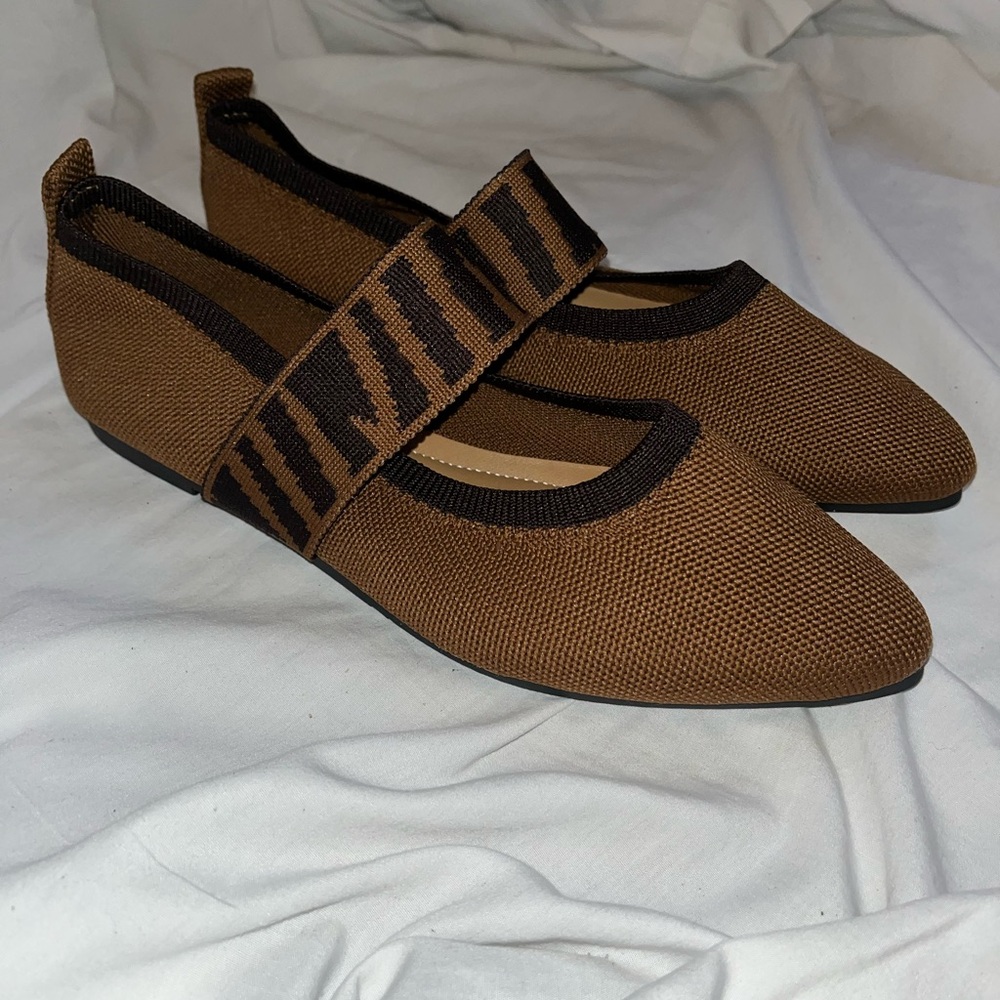Brown Mesh Women's Mary Jane shoes